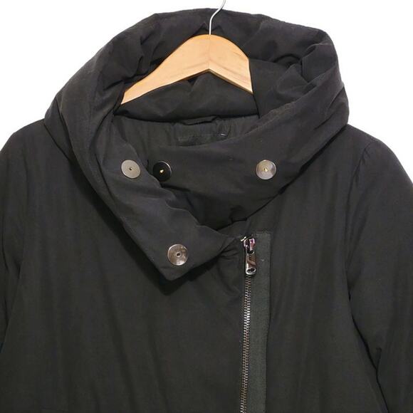 ZARA Basic Outerwear Black Hooded Zip Up Front Puffer Coat Jacket Size L - Picture 4 of 16